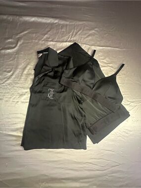 Juicy Couture Black Satin Pajama Top and Bralette Set